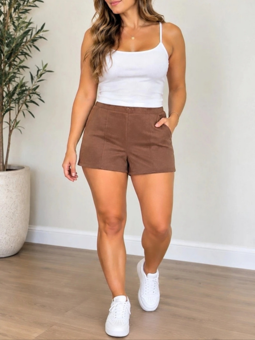 Haley & June High Waist Brown Shorts XL NWT